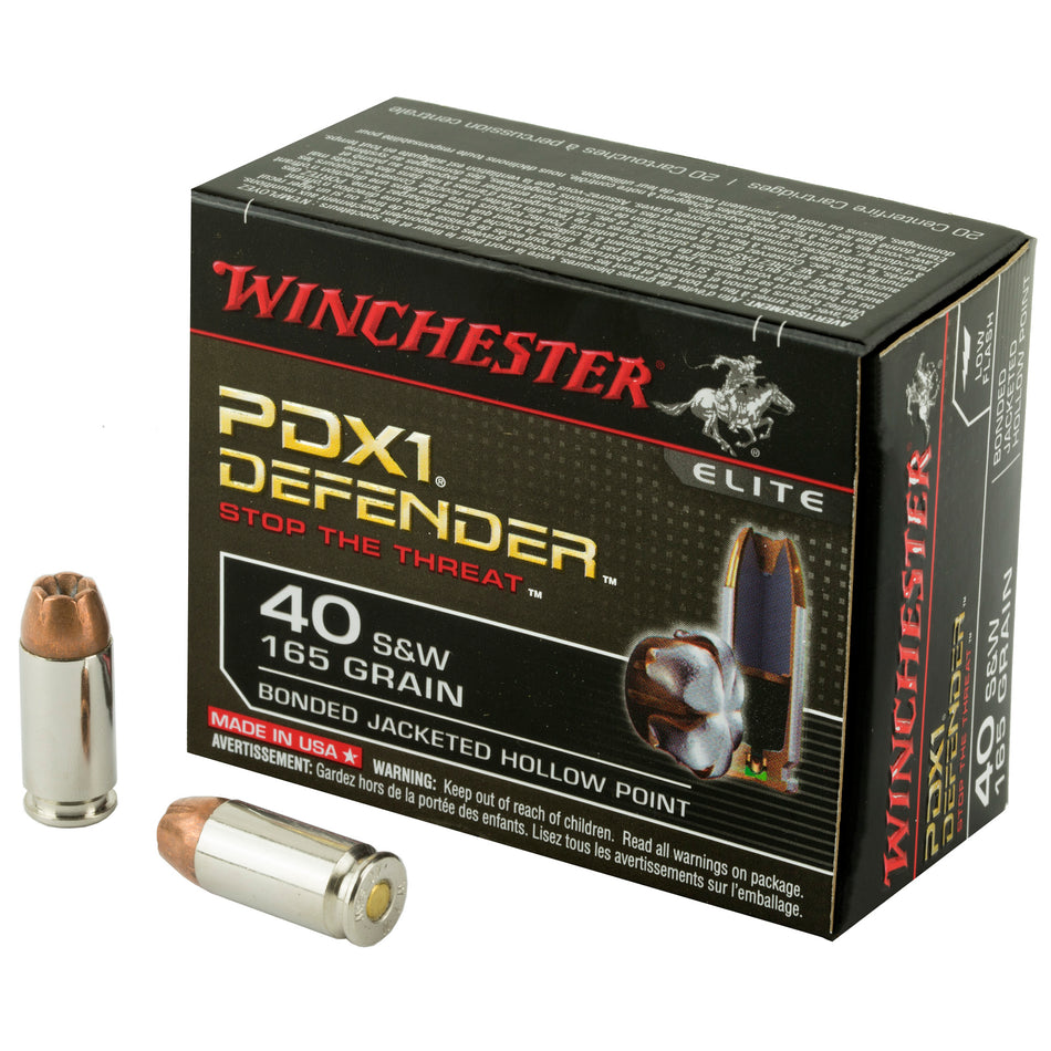 Winchester .40 S&W PDX1 Defender Bonded Jacket Hollow Point 165 Grain 20/Box
