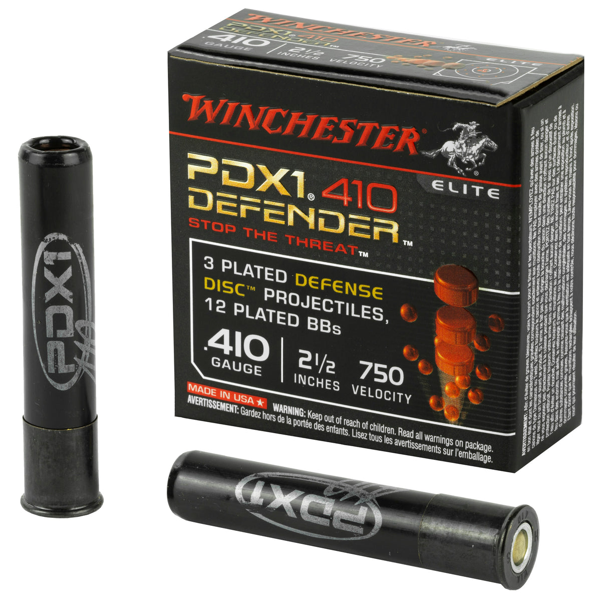 Winchester .410 Bore PDX1 Defender 3 Defense Discs/12 BB Pellets PDX1 Defender Discs / BBs 1-1/4 oz 2.5 in 10/Box