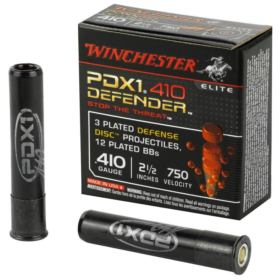 Winchester .410 Bore PDX1 Defender 3 Defense Discs/12 BB Pellets PDX1 Defender Discs / BBs 1-1/4 oz 2.5 in 10/Box