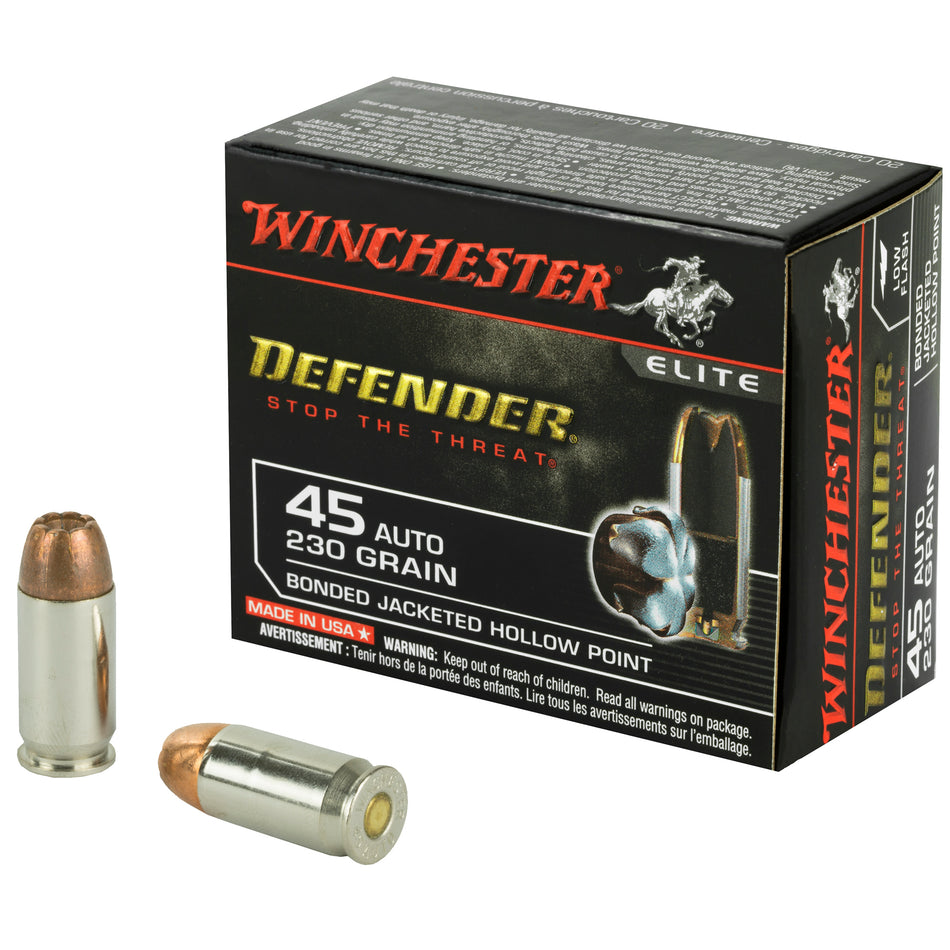 Winchester .45 ACP/Auto PDX1 Defender Bonded Jacket Hollow Point 230 Grain 20/Box