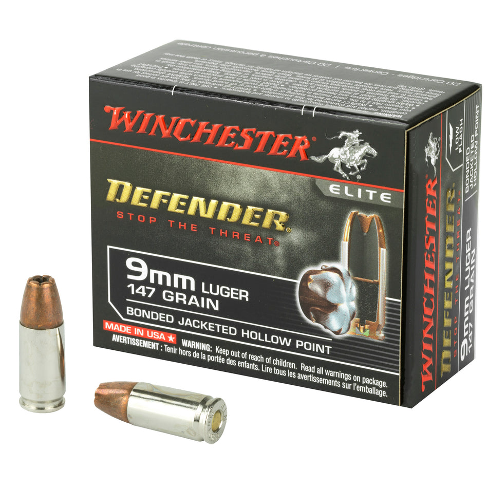 Winchester 9mm Luger / Parabellum PDX1 Defender Bonded Jacket Hollow Point 147 Grain 20/Box