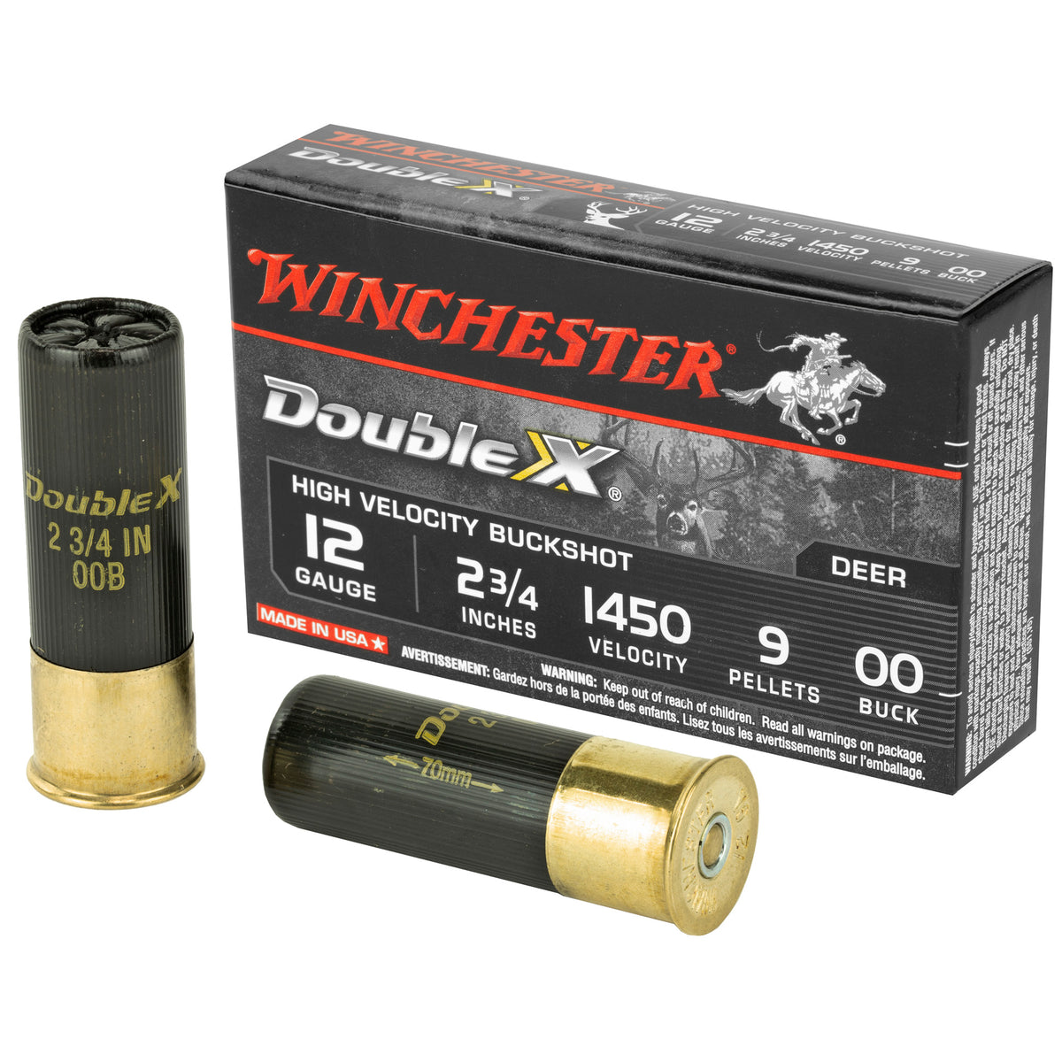 Winchester 12 Gauge Double X High Velocity 9 Pellets 00 Buck 1-1/8 oz 2.75 in 5/Box