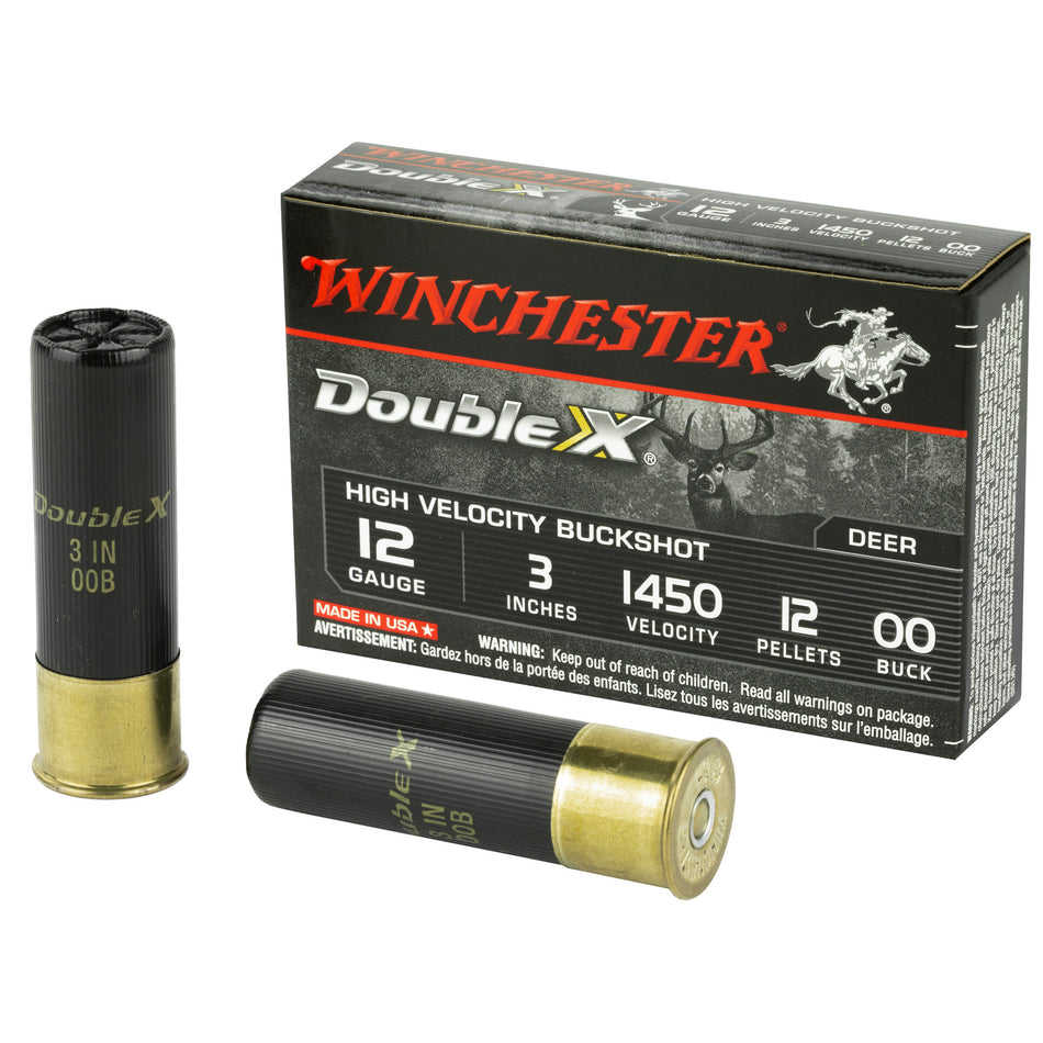 Winchester 12 Gauge Double X High Velocity 12 Pellets 00 Buck 1-1/2 oz 3 in 5/Box