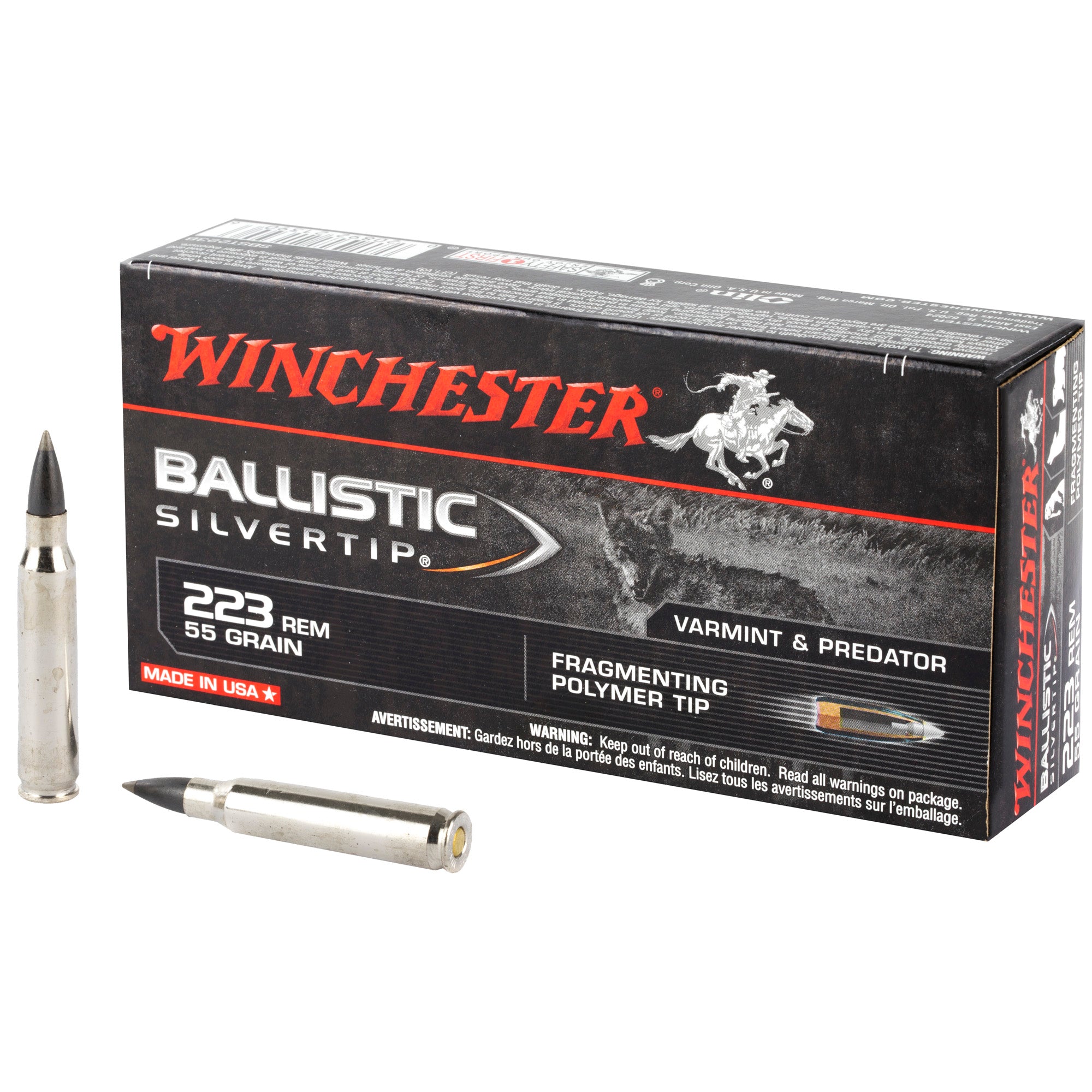 Winchester .223 Remington Ballistic Silvertip Fragmenting Polymer Tip 55 Grain 20/Box