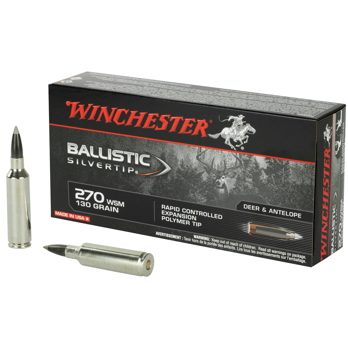 Winchester .270 WSM Ballistic Silvertip Polymer Tip 130 Grain 20/Box