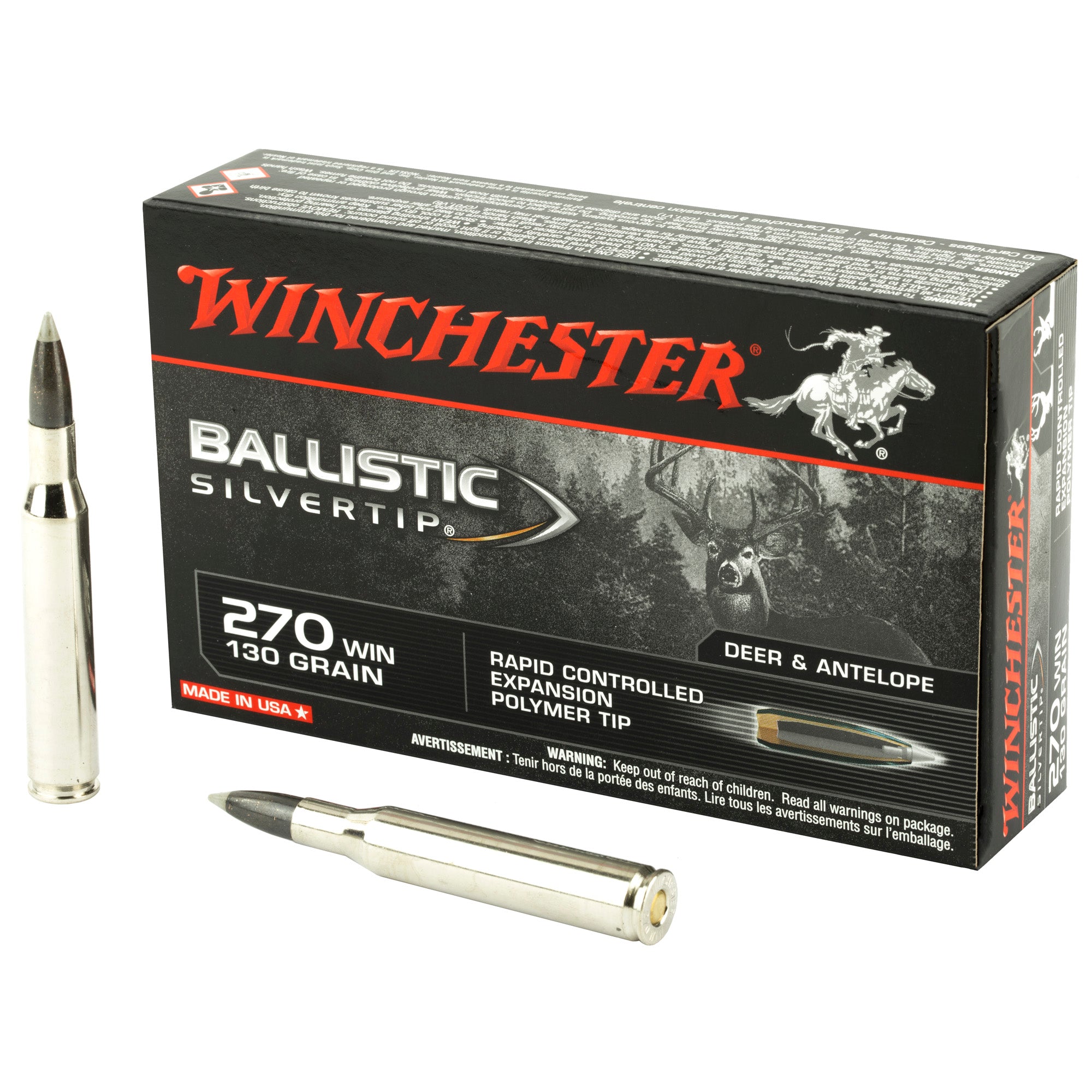 Winchester .270 Winchester Ballistic Silvertip Rapid Controlled Expansion Polymer Tip 130 Grain 20/Box