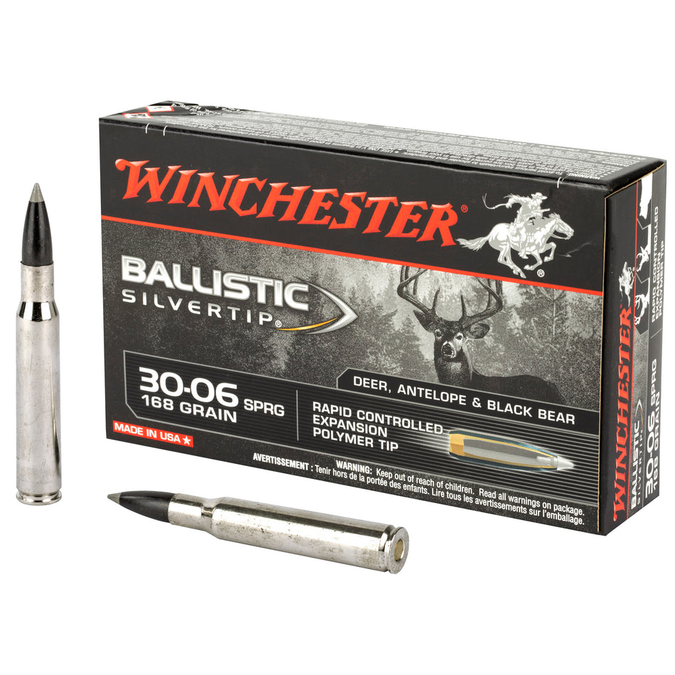 Winchester .30-06 Springfield Ballistic Silvertip Rapid Controlled Expansion Polymer Tip 168 Grain 20/Box