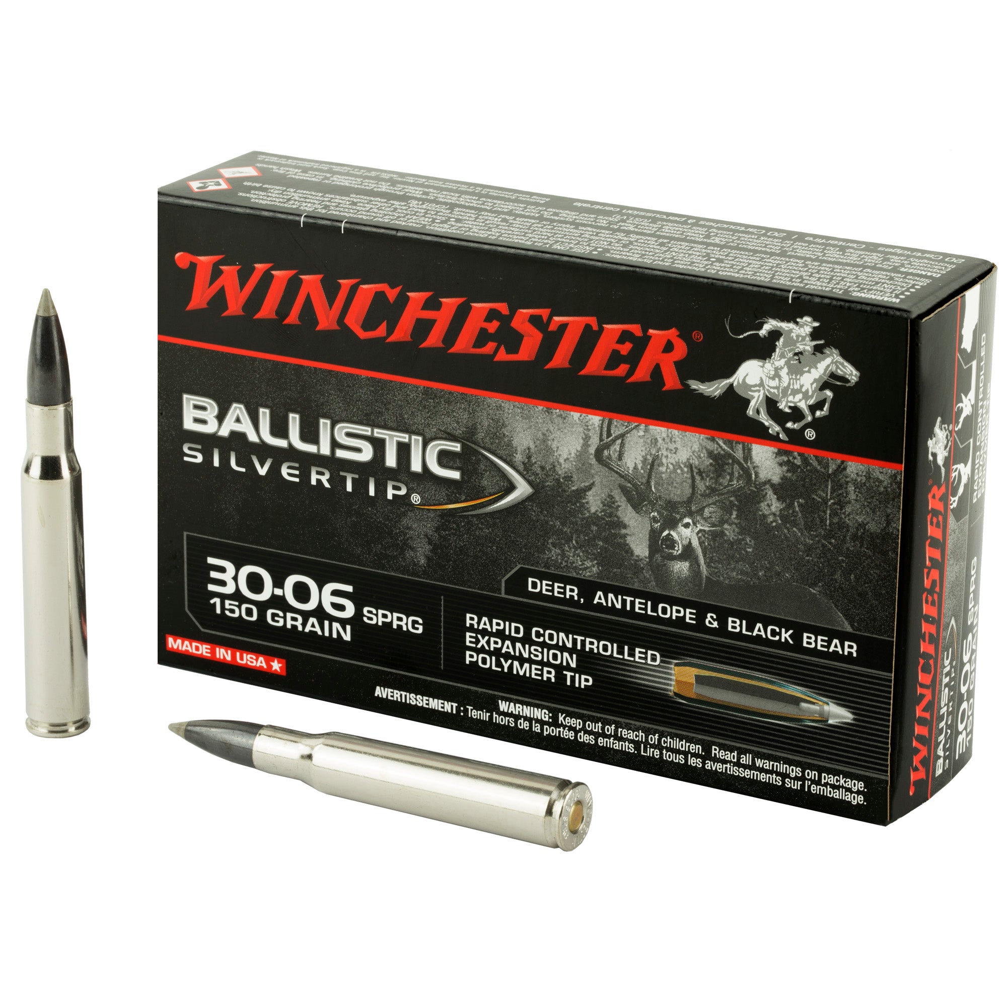 Winchester .30-06 Springfield Ballistic Silvertip Rapid Controlled Expansion Polymer Tip 150 Grain 20/Box