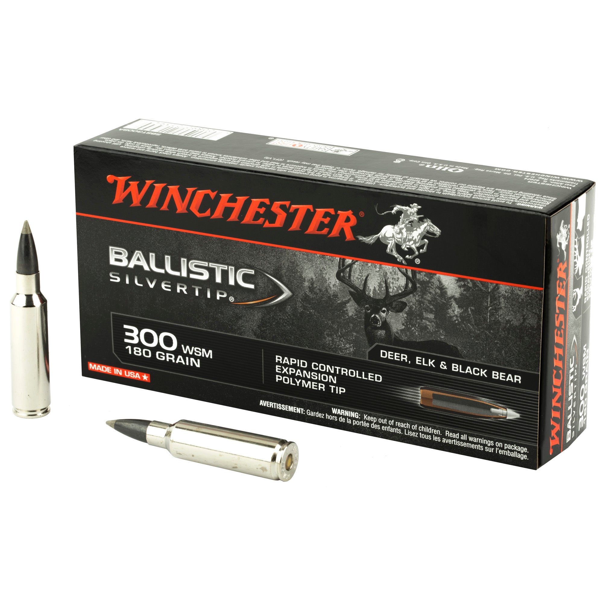 Winchester .300 WSM Ballistic Silvertip Rapid Controlled Expansion Polymer Tip 180 Grain 20/Box
