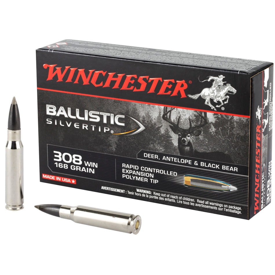 Winchester .308 Win / 7.62x51mm Ballistic Silvertip Rapid Controlled Expansion Polymer Tip 168 Grain 20/Box