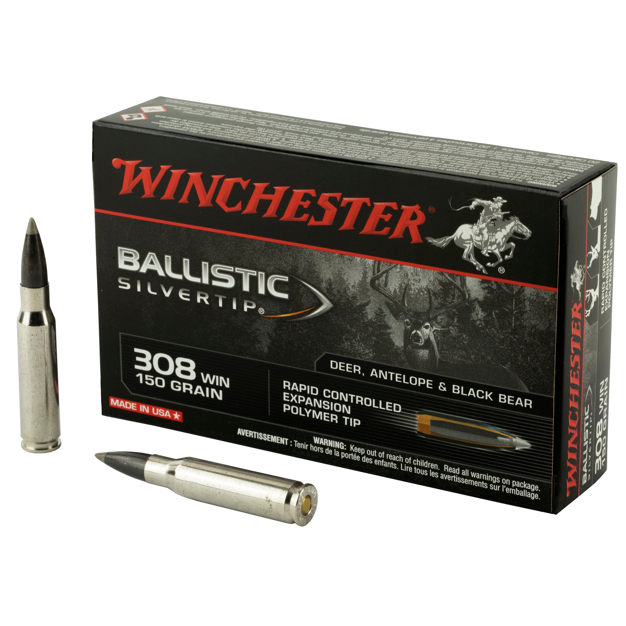 Winchester .308 Win / 7.62x51mm Ballistic Silvertip Rapid Controlled Expansion Polymer Tip 150 Grain 20/Box