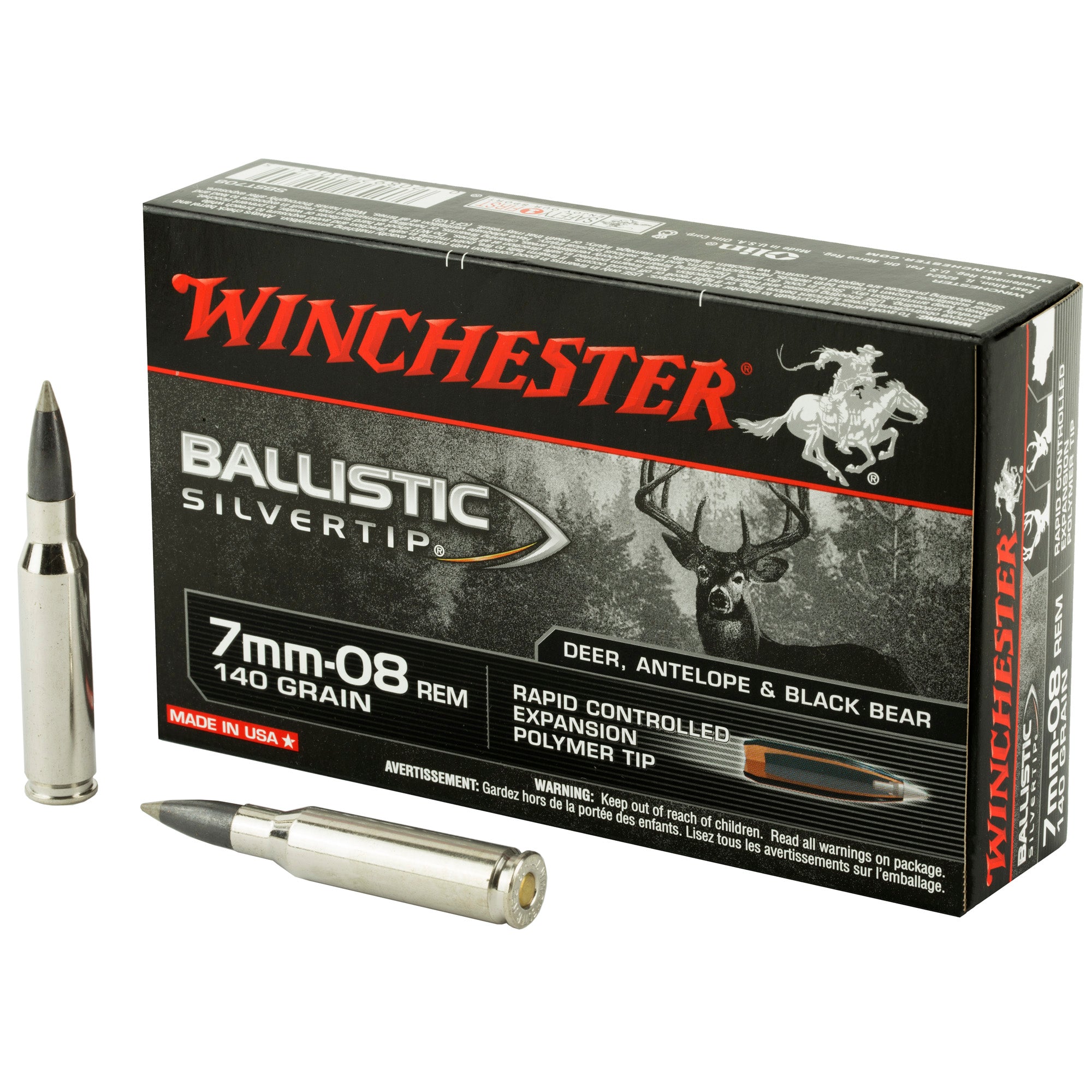Winchester 7mm-08 Remington Ballistic Silvertip Rapid Controlled Expansion Polymer Tip 140 Grain 20/Box