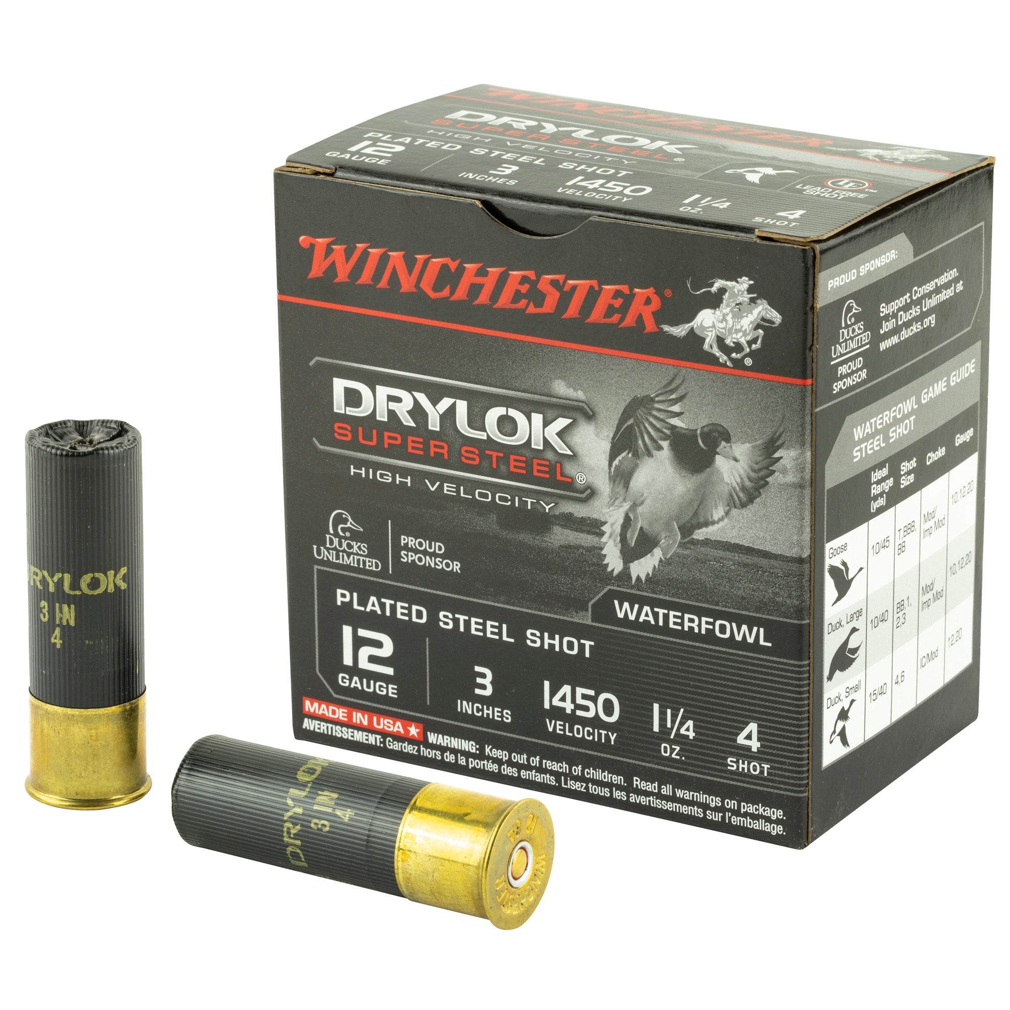 Winchester 12 Gauge Drylok Super Steel High Velocity #4 1-1/4 oz 3 in 25/Box