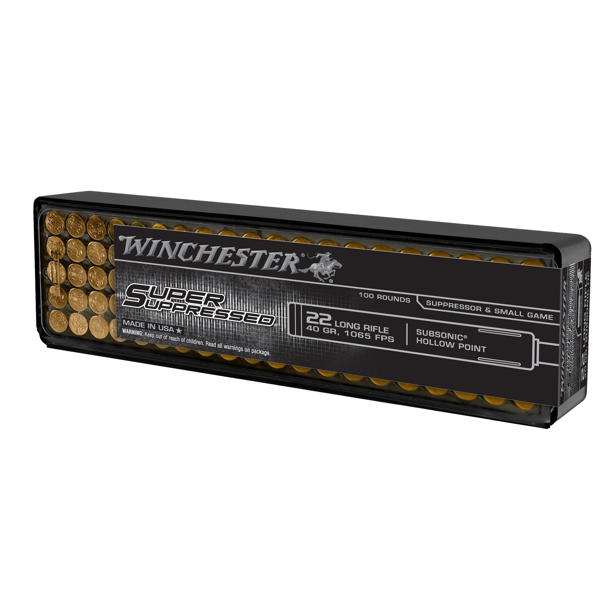 Winchester .22 Long Rifle Super Suppressed Lead Hollow Point 40 Grain 100/Box