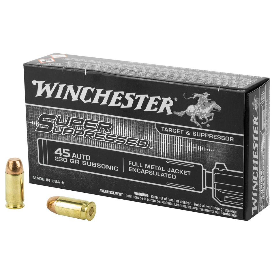 Winchester .45 ACP/Auto Super Suppressed Full Metal Jacket Encapsulated 230 Grain 50/Box