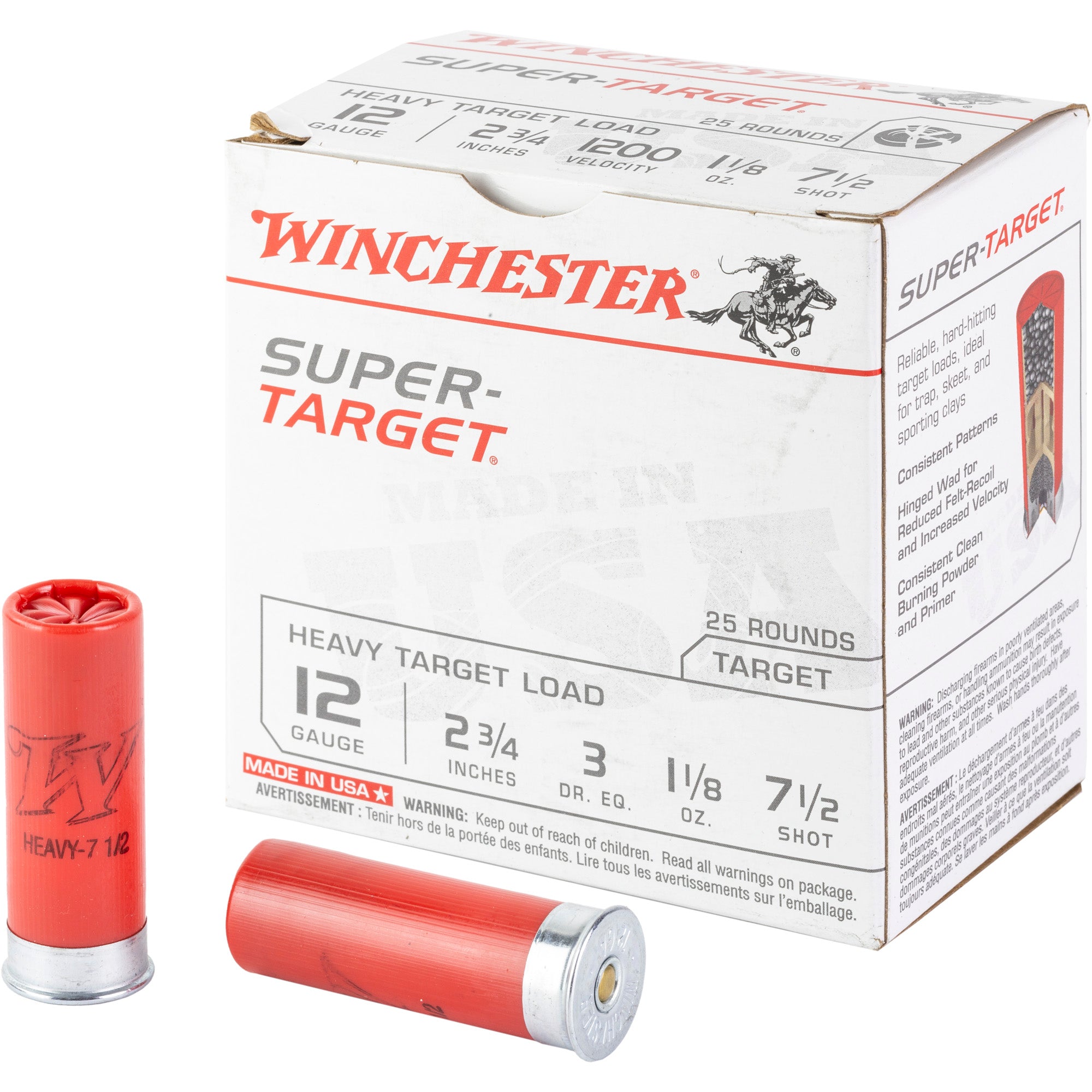 Winchester 12 Gauge Super-Target Heavy Target #7.5 1-1/8 oz 2.75 in 25/Box