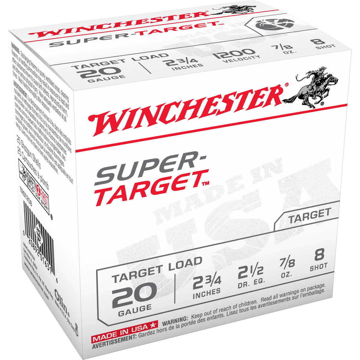 Winchester 20 Gauge Super-Target #8 7/8 oz 2.75 in 25/Box [Item 5962]