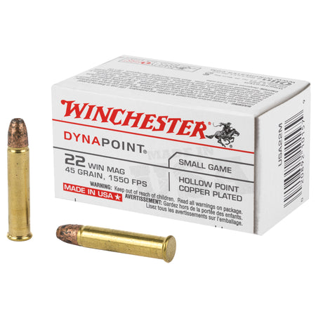 Winchester .22 Magnum / WMR USA DynaPoint Copper Plated Hollow Point 45 Grain 50/Box