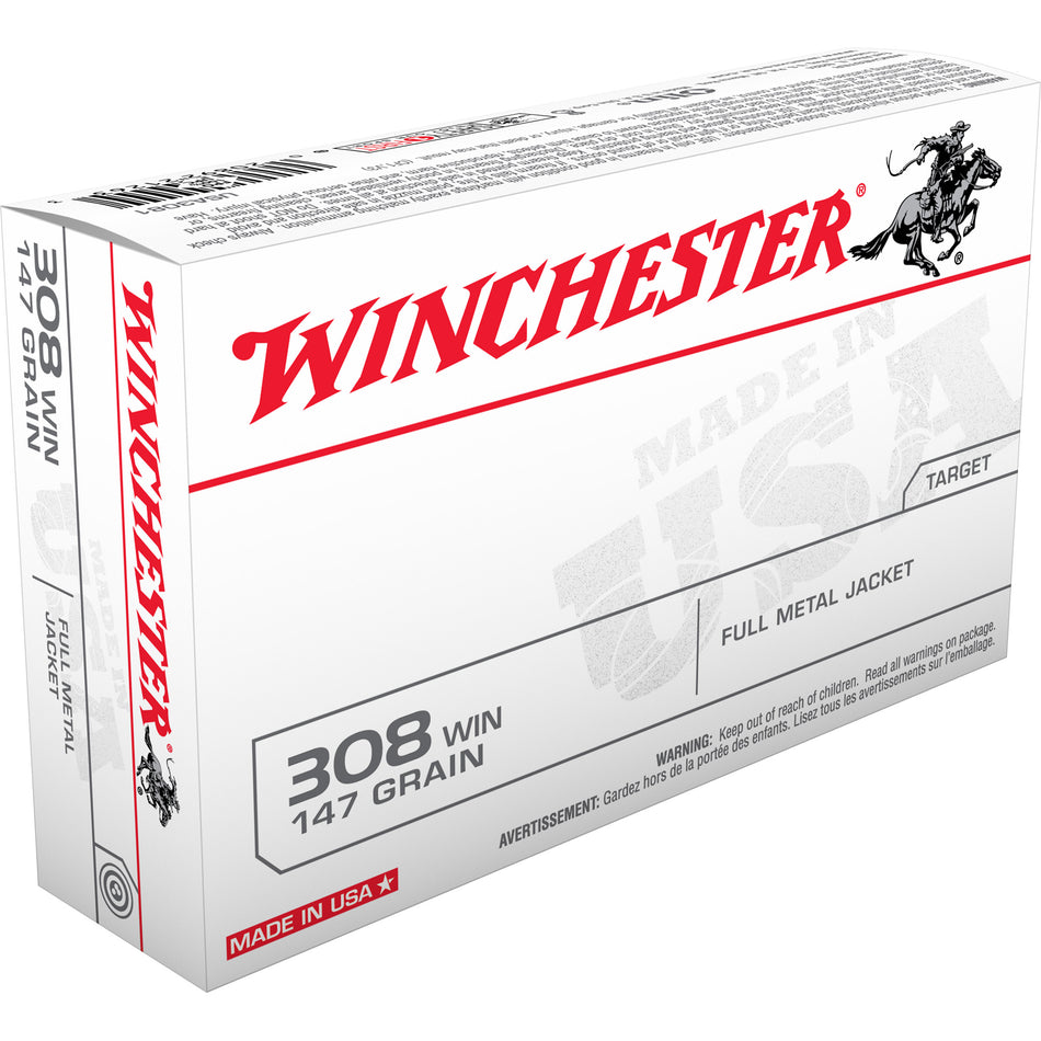 Winchester .308 Win / 7.62x51mm USA WHITE BOX Full Metal Jacket 147 Grain 20/Box