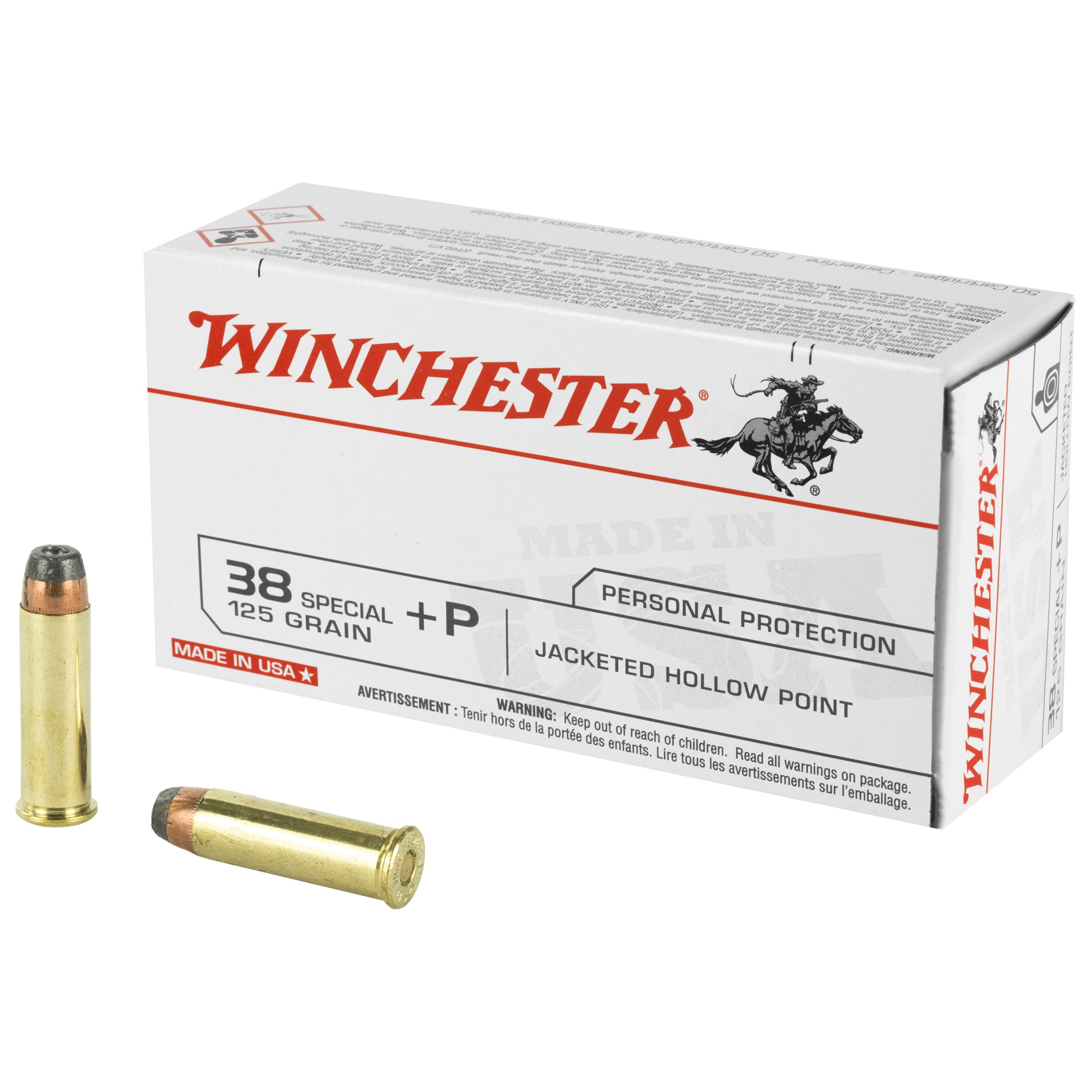 Winchester .38 Special USA +P Jacketed Hollow Point 125 Grain 50/Box