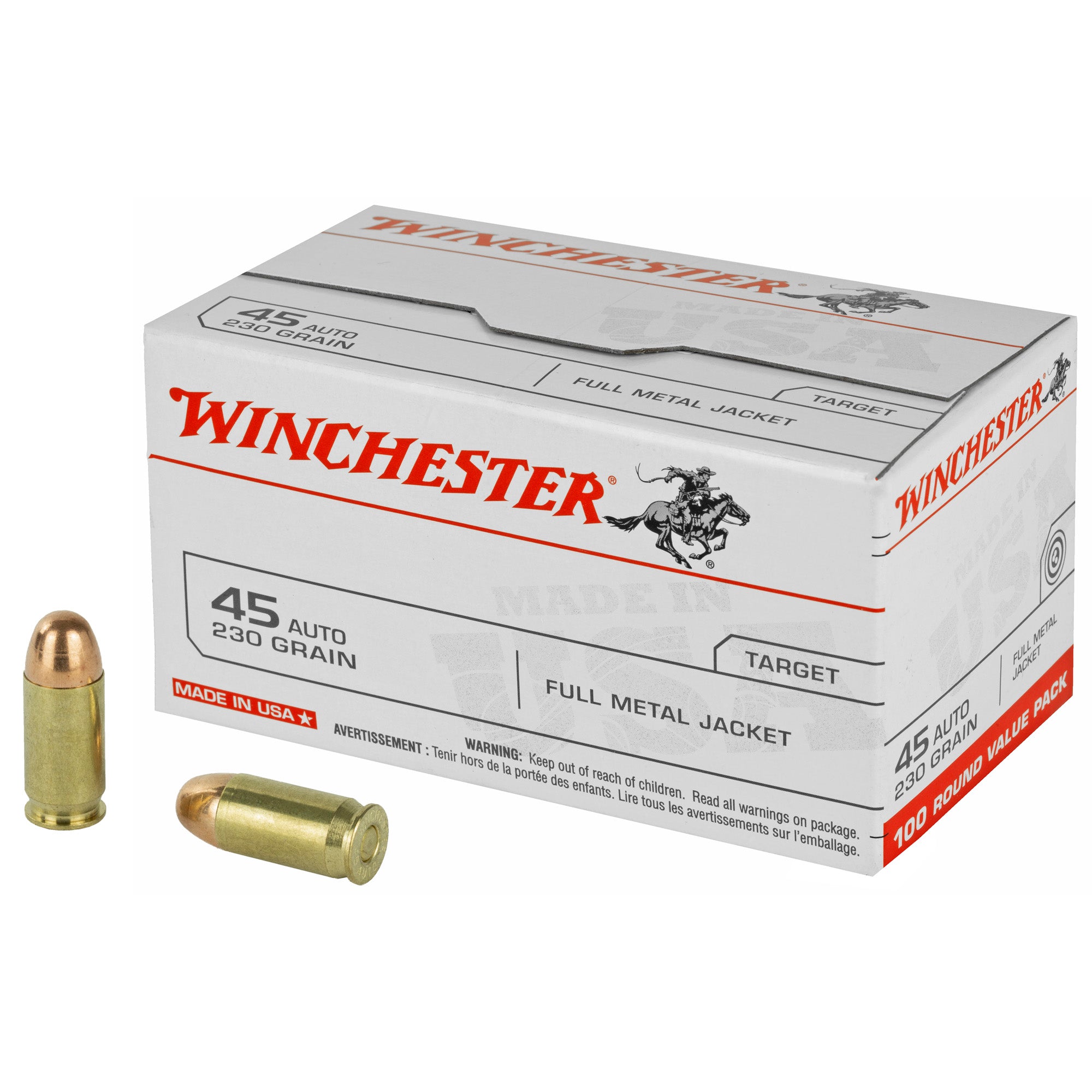 Winchester .45 ACP/Auto USA Range Pack Full Metal Jacket 230 Grain 100/Box