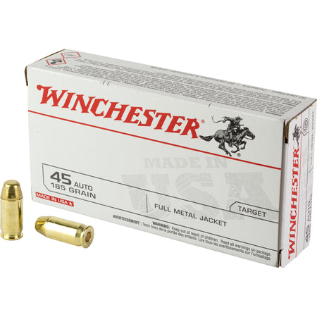 Winchester .45 ACP/Auto USA WHITE BOX Full Metal Jacket Flat Nose 185 Grain 50/Box