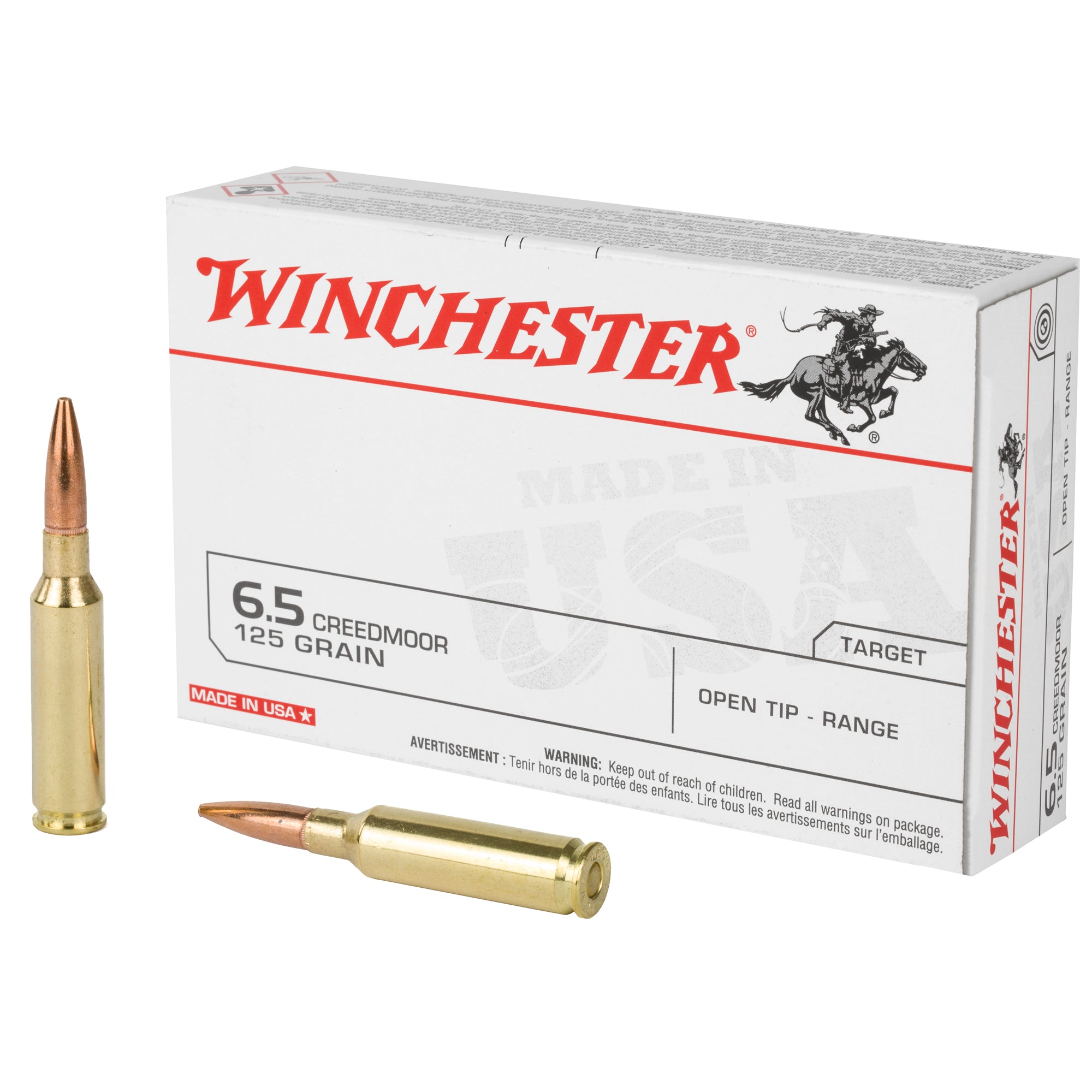 Winchester 6.5mm Creedmoor USA White Box Open Tip 125 Grain 20/Box