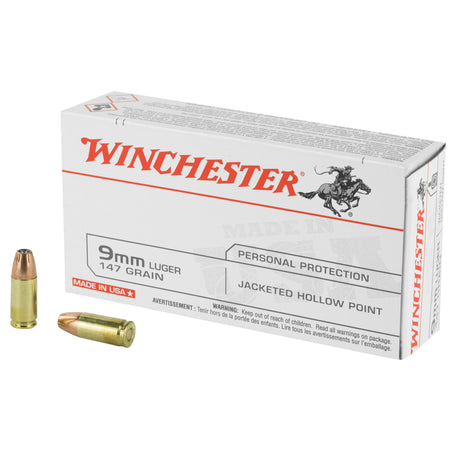 Winchester 9mm Luger / Parabellum USA Jacketed Hollow Point 147 Grain 50/Box