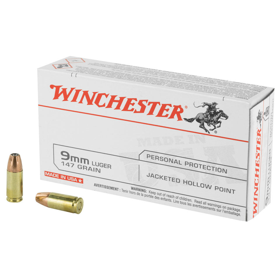 Winchester 9mm Luger / Parabellum USA Jacketed Hollow Point 147 Grain 50/Box