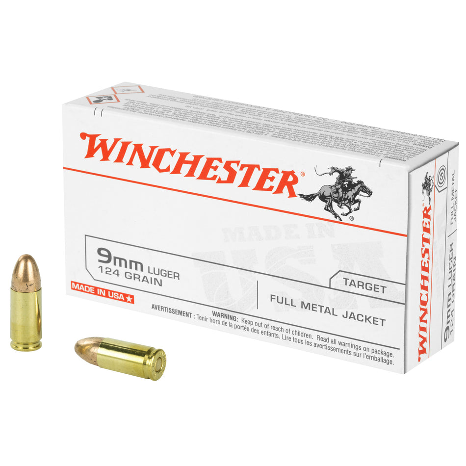 Winchester 9mm Luger / Parabellum USA Full Metal Jacket 124 Grain 50/Box