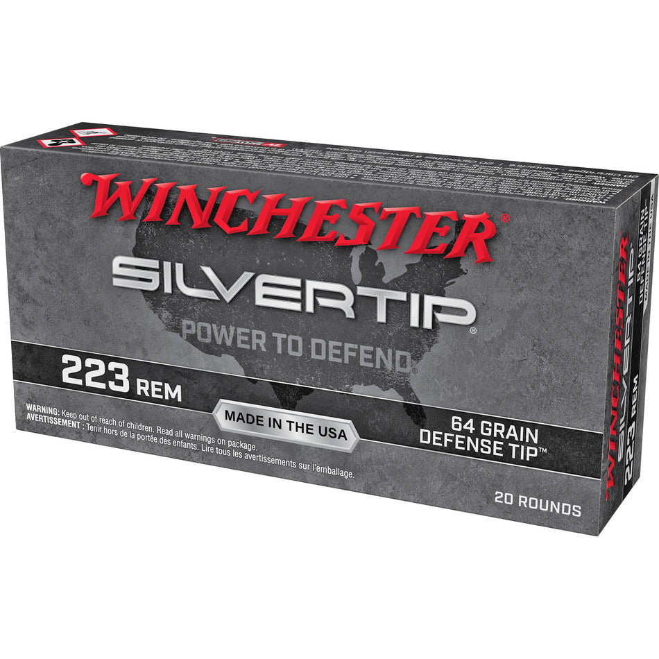 Winchester .223 Remington Silvertip Defense Tip 64 Grain 20/Box