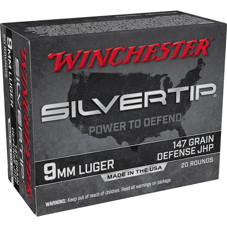 Winchester 9mm Luger / Parabellum Silvertip Defense Jacket Hollow Point 147 Grain 20/Box