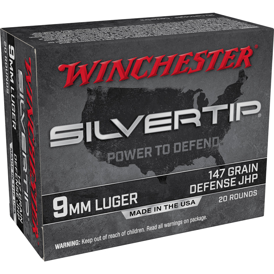 Winchester 9mm Luger / Parabellum Silvertip Defense Jacket Hollow Point 147 Grain 20/Box