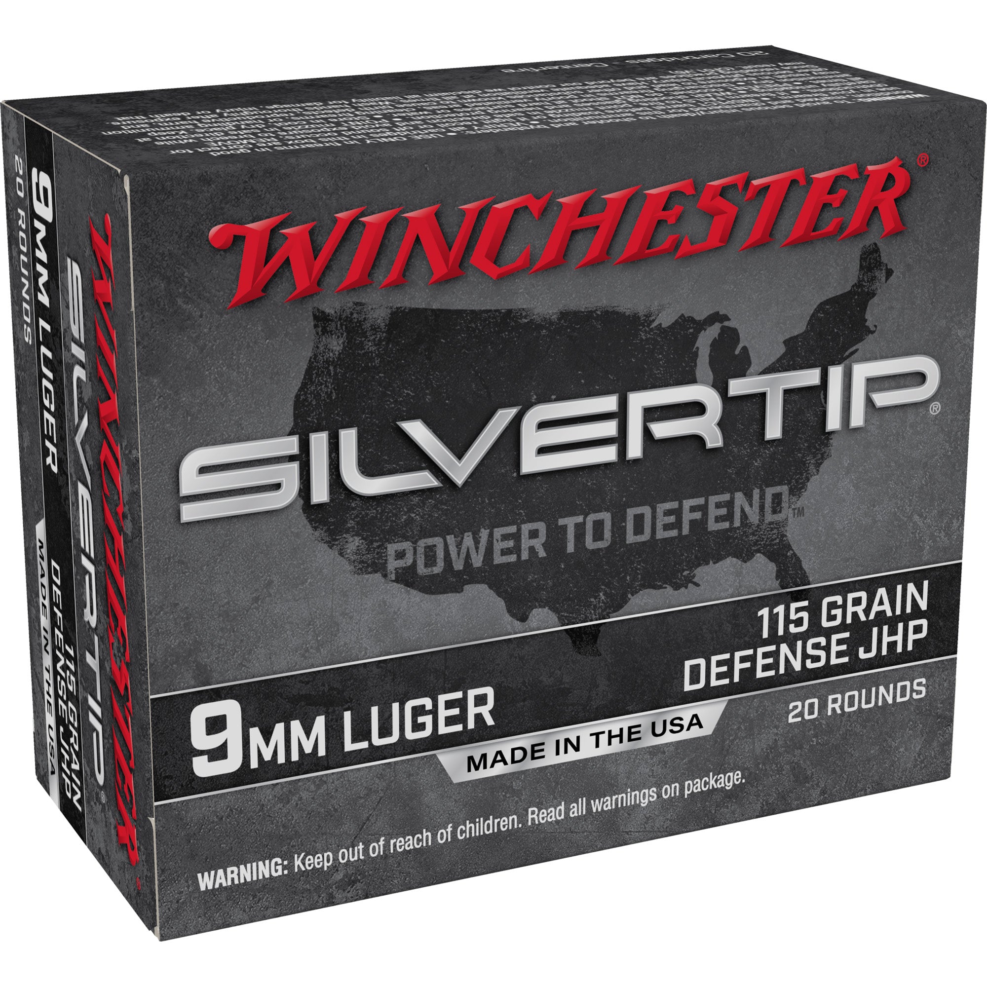 Winchester 9mm Luger / Parabellum Silvertip Defense Jacket Hollow Point 115 Grain 20/Box