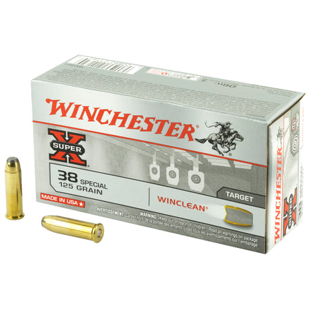 Winchester .38 Special Super-X Jacketed Flat Point Winclean Brass Enclosed Base 125 Grain 50/Box