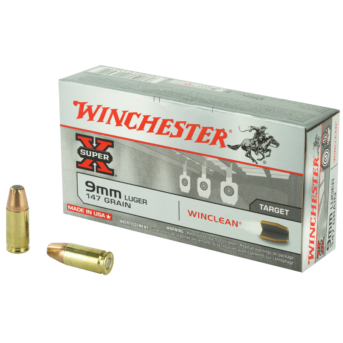 Winchester WC93 Super-X LEAD-FREE Winclean Brass Enclosed Base 147 Grain 9mm Luger/Parabellum 990 fps