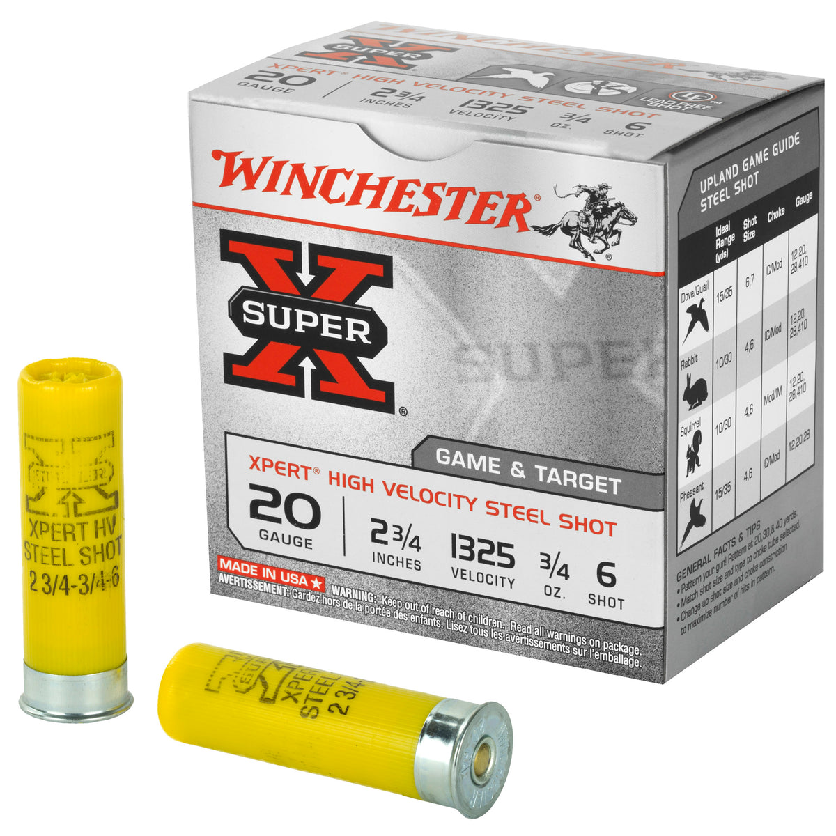 Winchester 20 Gauge Xpert Game & Target HIgh Velocity California Certified Nonlead Ammunition #6 3/4 oz 2.75 in 25/Box