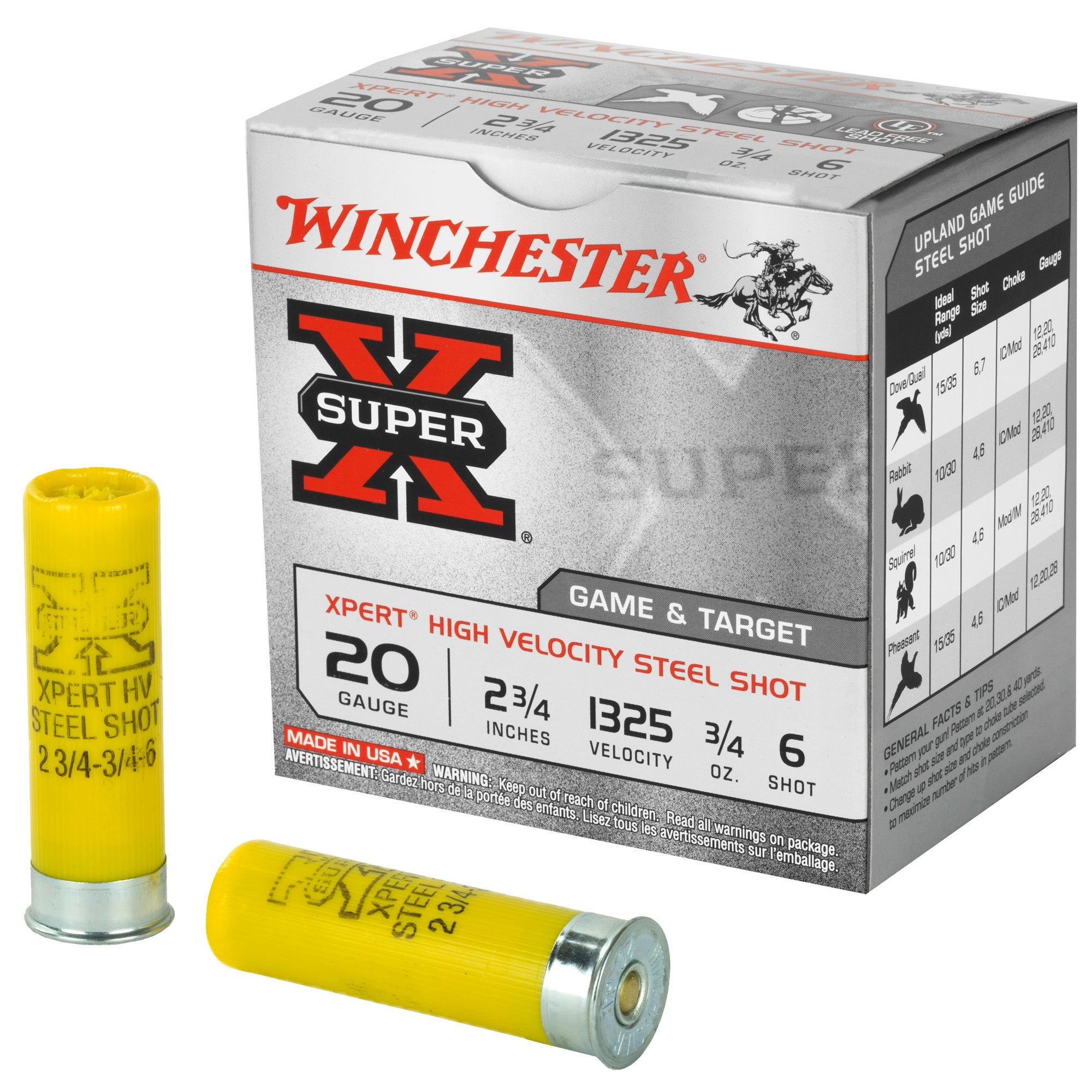 Winchester 20 Gauge Xpert Game & Target HIgh Velocity California Certified Nonlead Ammunition #6 3/4 oz 2.75 in 25/Box