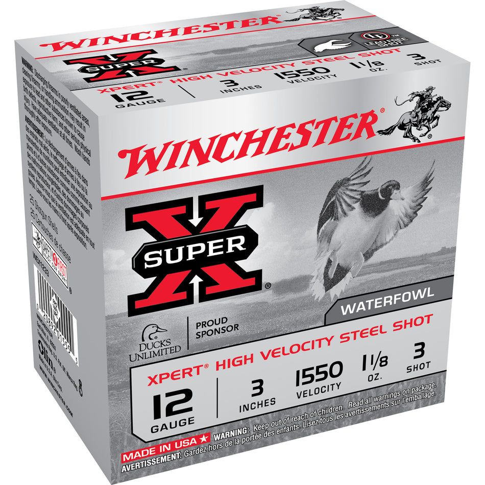 Winchester 12 Gauge XPERT STEEL HIgh Velocity #3 1-1/8 oz 3 in 25/Box
