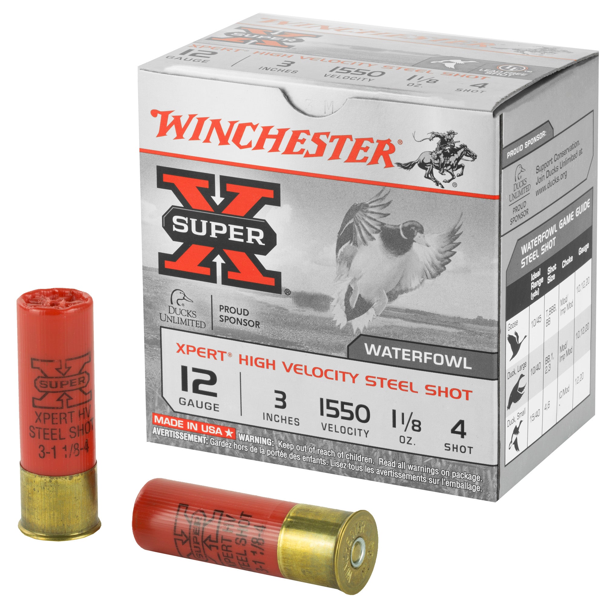 Winchester 12 Gauge XPERT STEEL HIgh Velocity #4 1-1/8 oz 3 in 25/Box