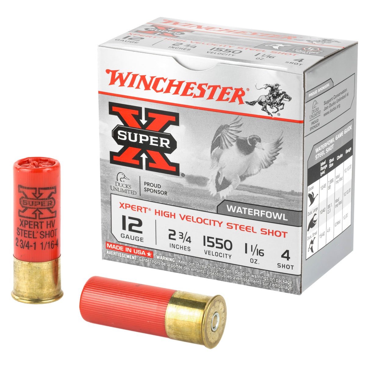 Winchester 12 Gauge XPERT STEEL HIgh Velocity Lead Free #4 1-1/16 oz 2.75 in 25/Box
