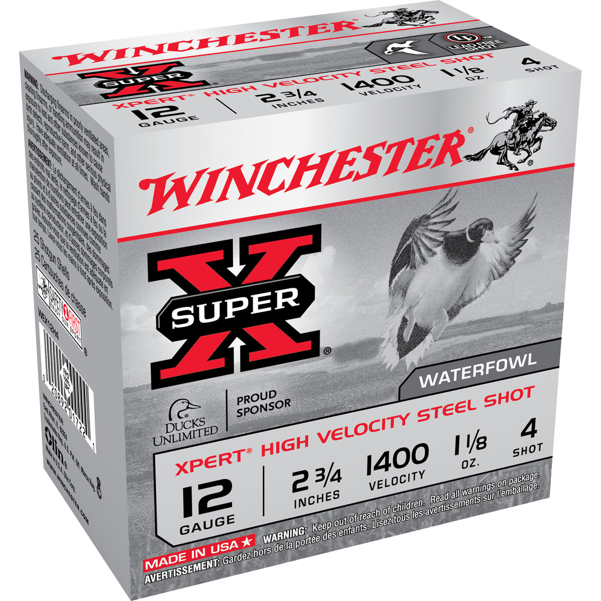 Winchester 12 Gauge XPERT STEEL HIgh Velocity #4 1-1/8 oz 2.75 in 25/Box