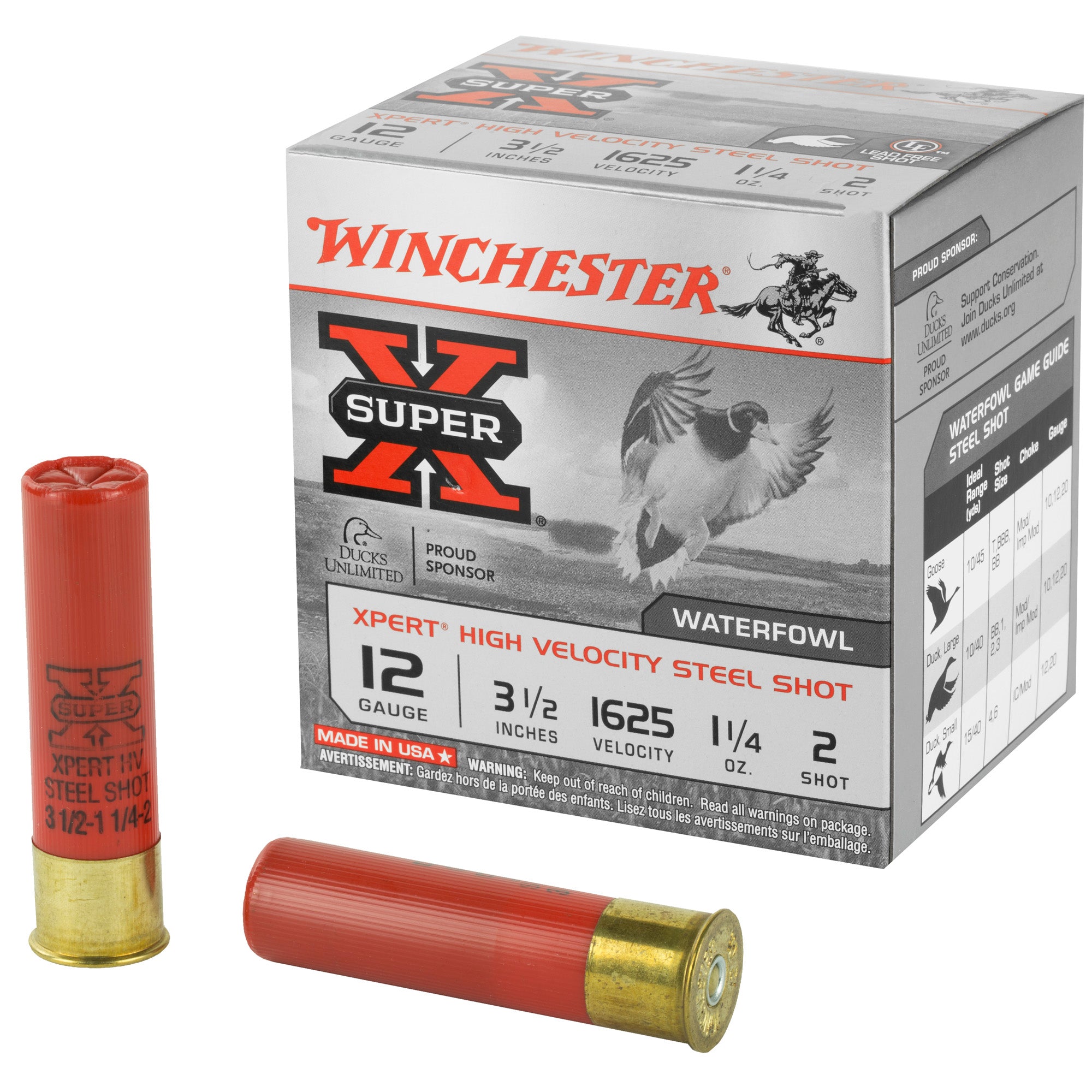 Winchester 12 Gauge XPERT STEEL HIgh Velocity Lead Free #2 1-1/4 oz 3.5 in 25/Box
