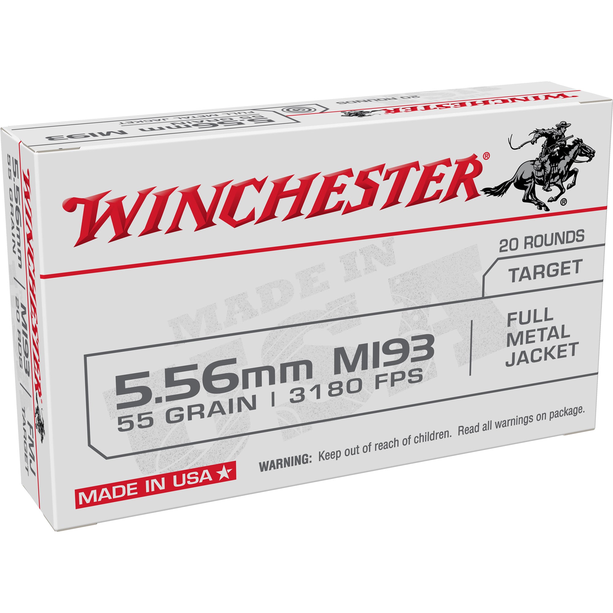 Winchester white 556 m193 retail pack Full Metal Jacket (FMJ)