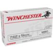 Winchester USA Lake City M80 Rifle Ammunition 7.62x51mm 149 gr. FMJ 2790 fps 500/ct
