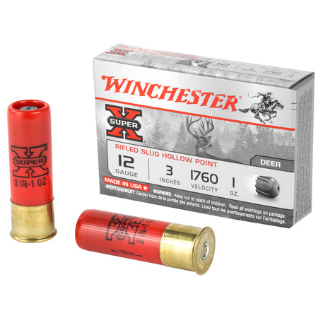 Winchester 12 Gauge Super-X Hollow Point Rifled Slug Slug 1 oz 3 in 5/Box
