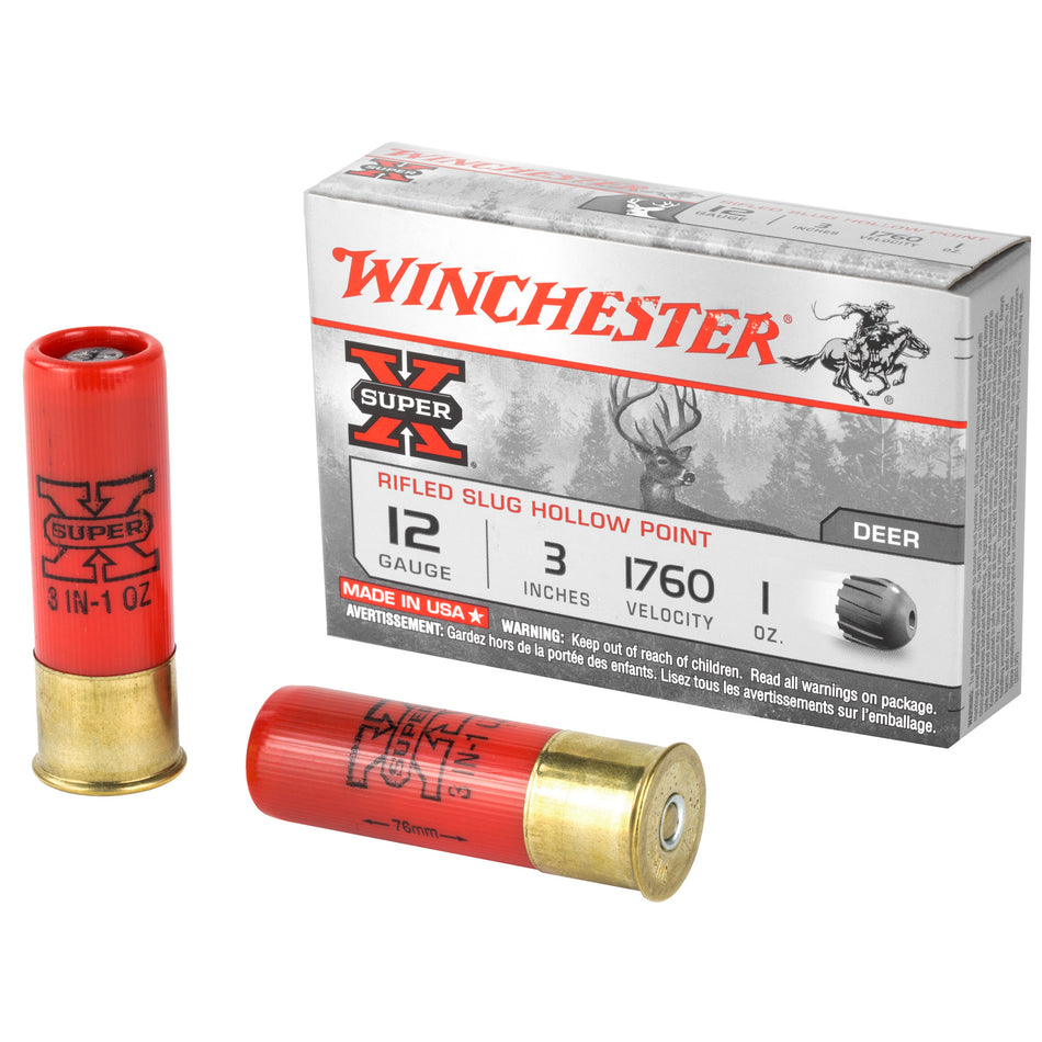 Winchester 12 Gauge Super-X Hollow Point Rifled Slug Slug 1 oz 3 in 5/Box