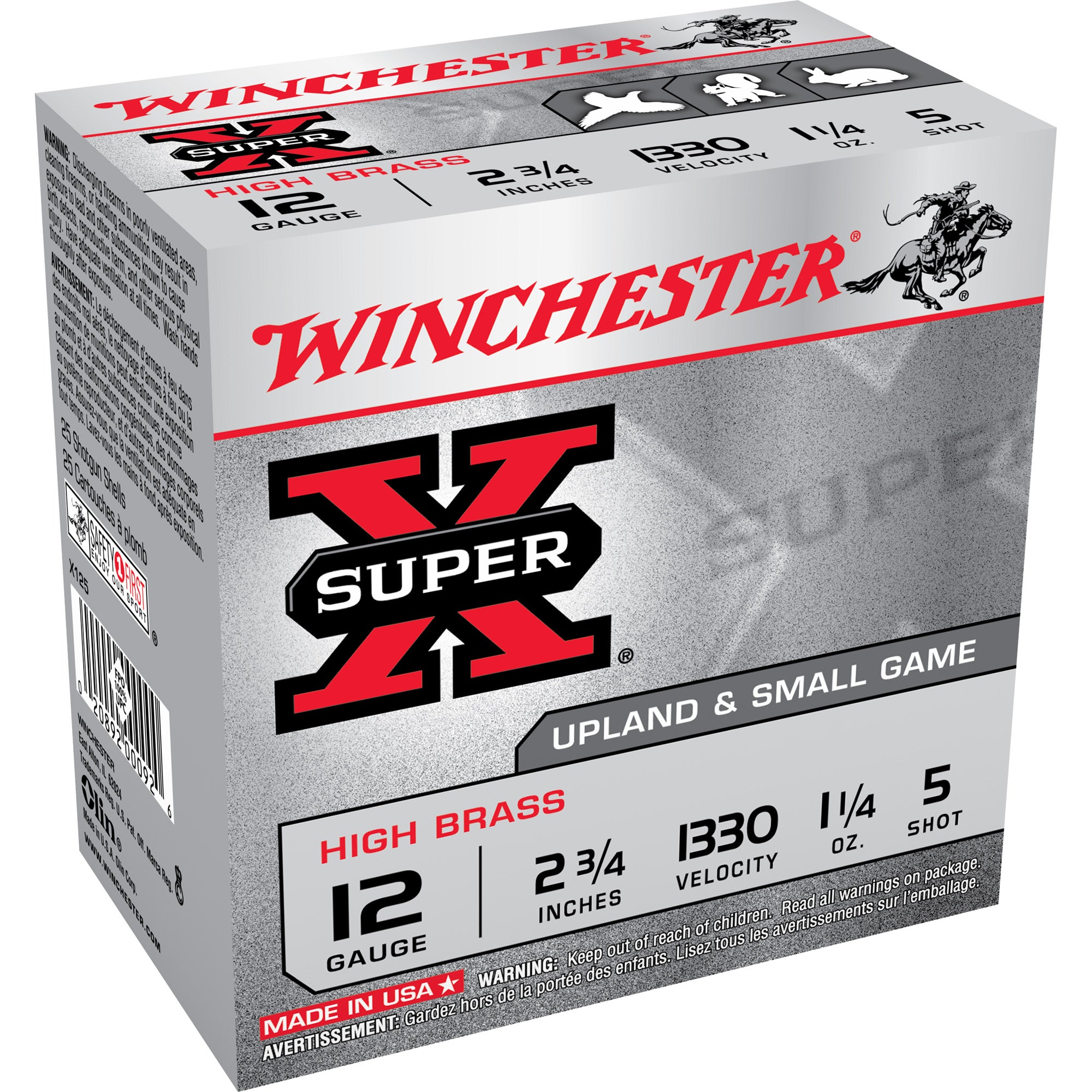 Winchester 12 Gauge Super-X HIGH BRASS Game Load 1330 #5 1-1/4 oz 2.75 in 25/Box