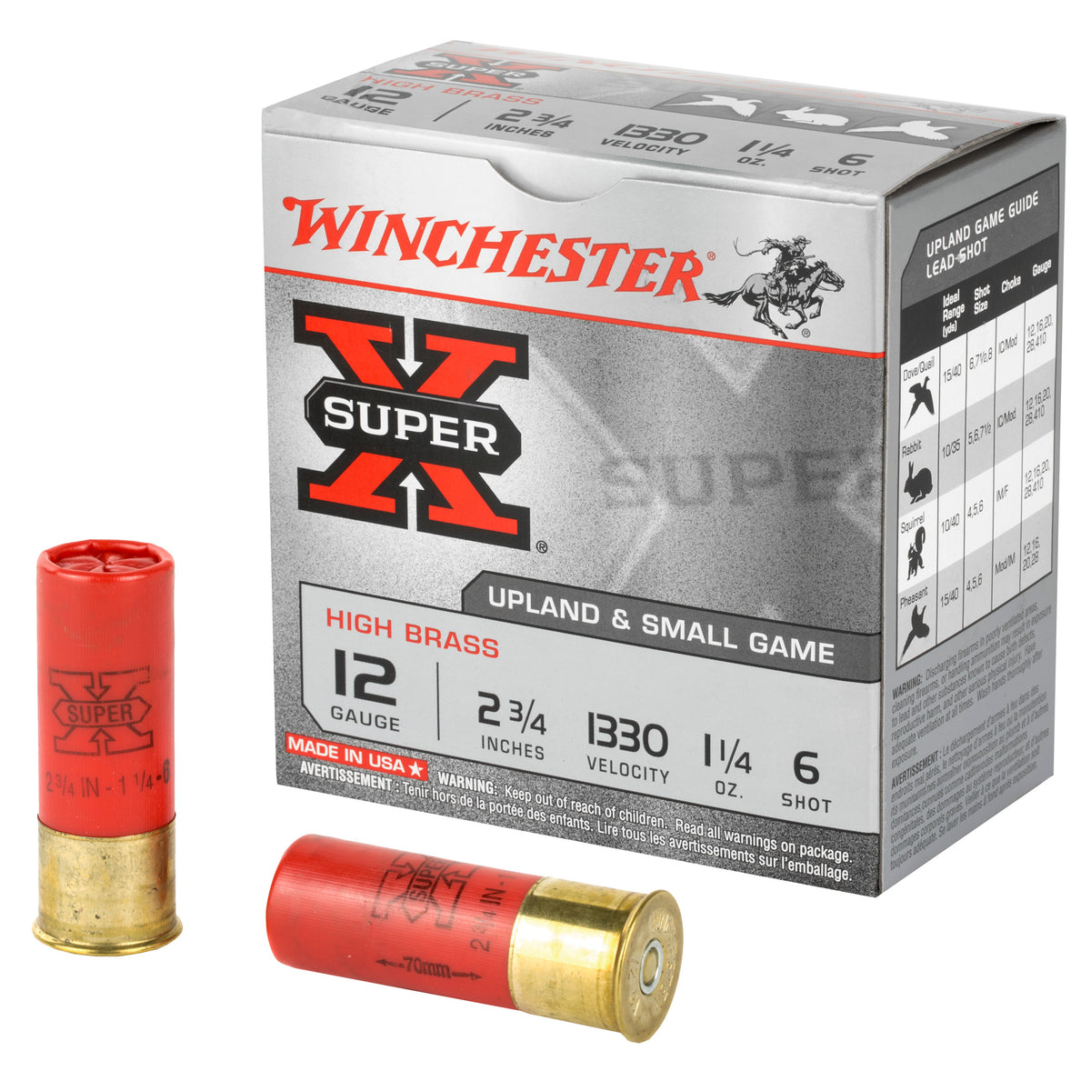 Winchester 12 Gauge Super-X HIGH BRASS Game Load 1330 #6 1-1/4 oz 2.75 in 25/Box