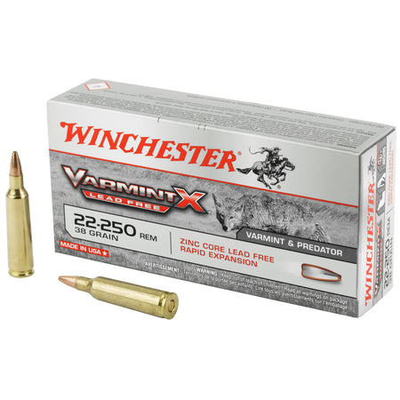 Winchester .22-250 Remington Varmint X Lead Free Lead Free Polymer Tip Rapid Expansion 38 Grain 20/Box